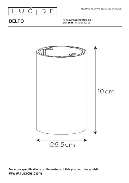 Lucide DELTO - Ceiling spotlight - Ø 5,5 cm - LED Dim to warm - GU10 - 1x5W 2200K/3000K - White - technical